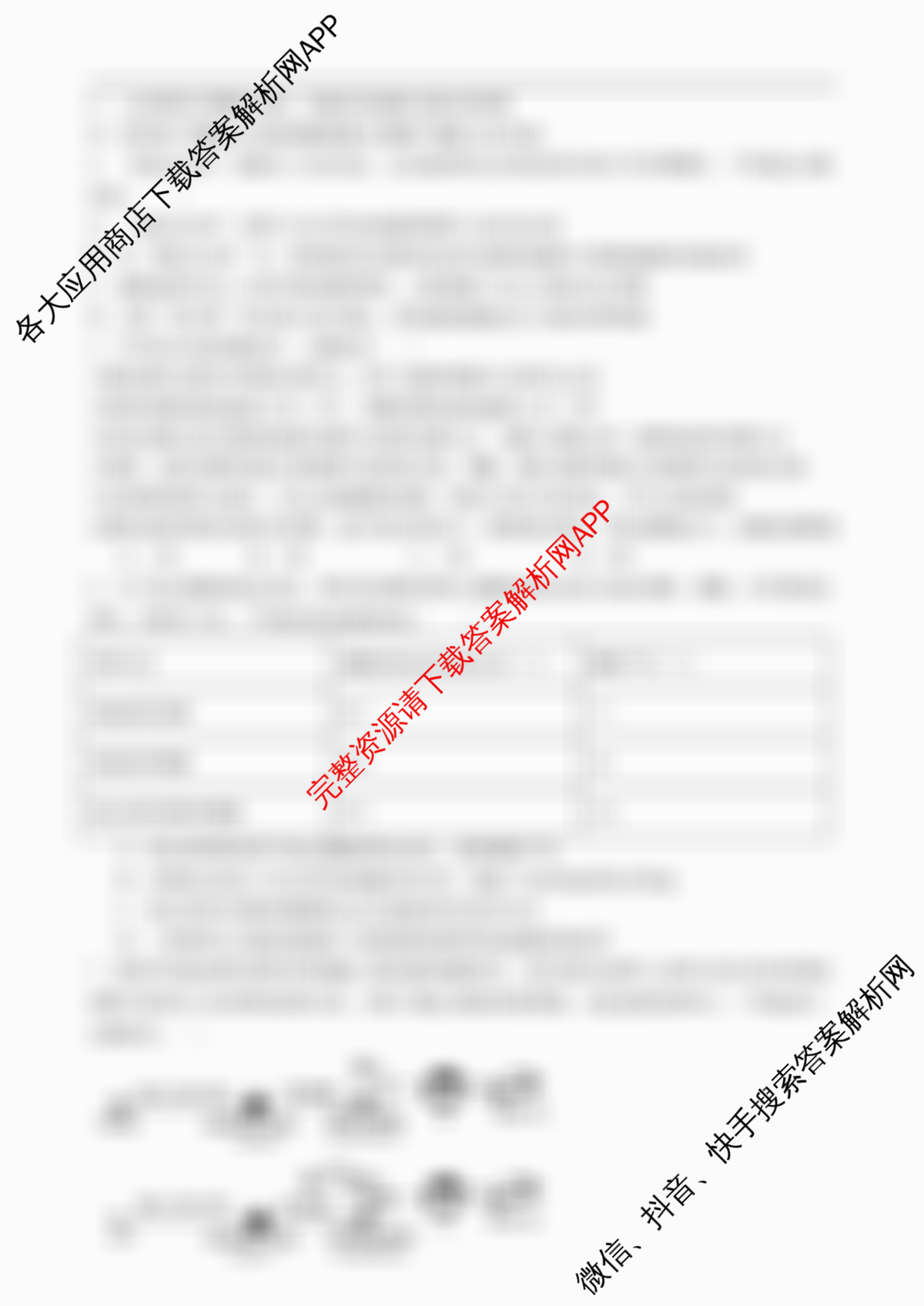 张家界市2024~2025学年第二学期高二期末考试各科答案及试卷（含化学(B卷) 地理(A卷) 数学等）生物试题