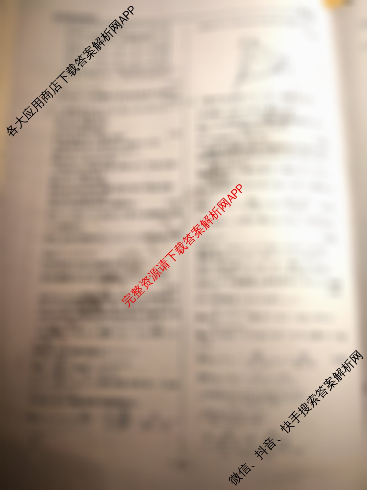 (衡中同卷)调研卷 2024年普通高等学校招生全国统一考试模拟试题(四)4理数(全国卷)答案