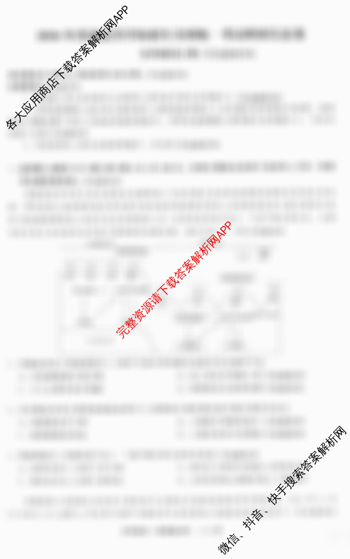 天舟高考衡中同卷2026年普通高等学校招生全国统一考试模拟信息卷(四)4试卷及答案汇总（含化学(WG) 物理(山东版) 生物(湖北版)等）文综试题