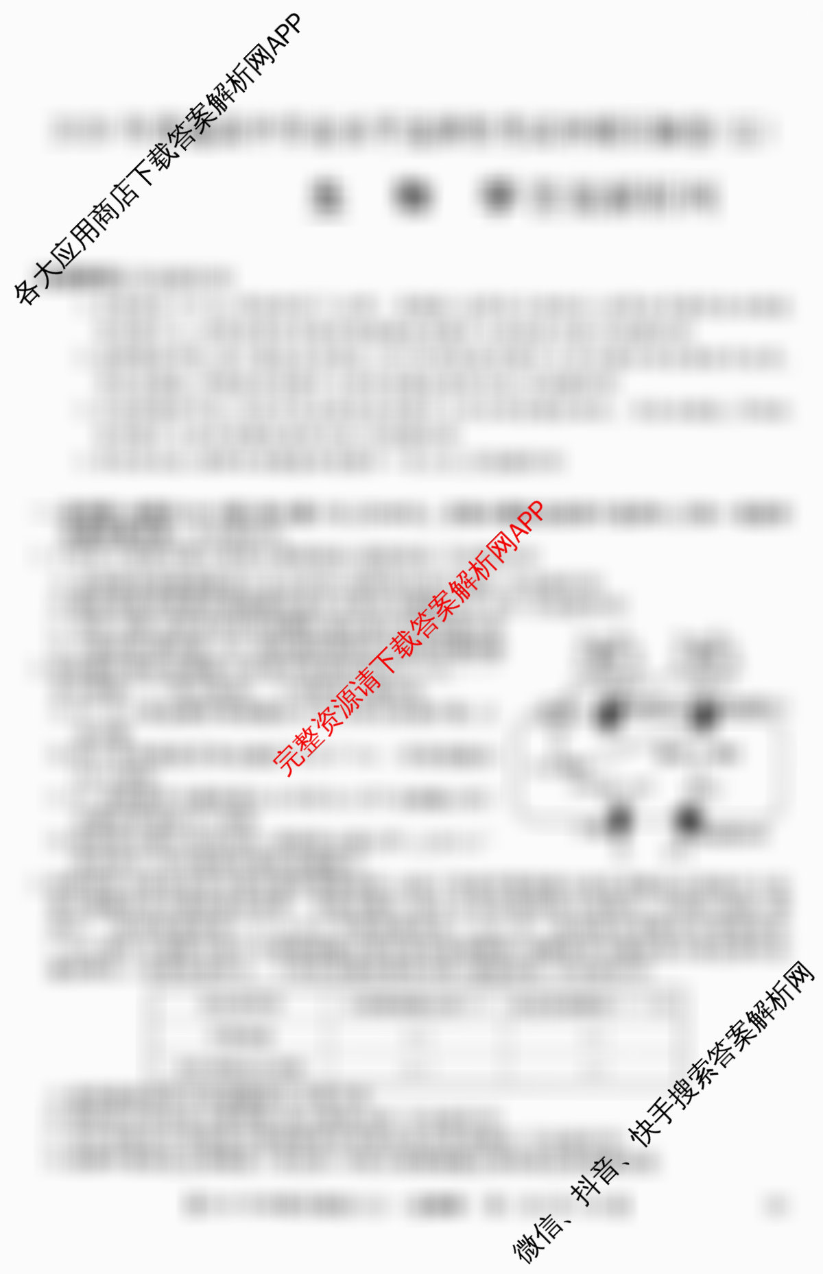 2026年全国高考冲刺压轴卷(五)5(已更新语文 地理(江西) 化学(四川)等67份)生物试题